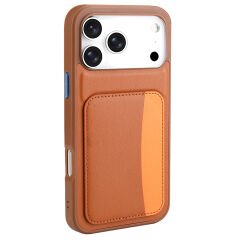 iPhone 17 Pro Uyumlu Kartlıklı Süni Deri X-Kart Cüzdan Silikon Kapak