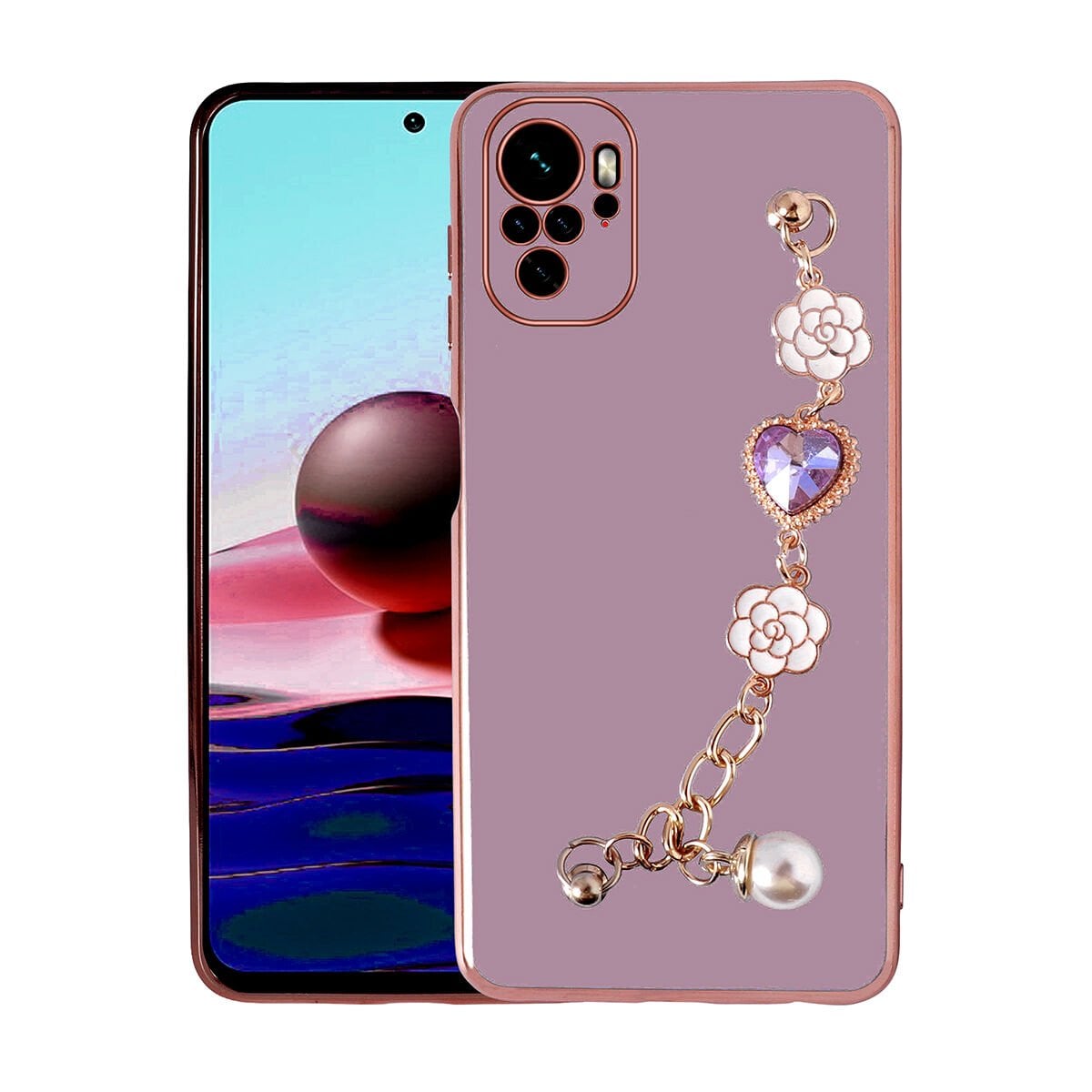 Xiaomi Redmi Note 10S Kılıf El Tutamaçlı Kamera Korumalı Taka Silikon Kapak kılıf Mor