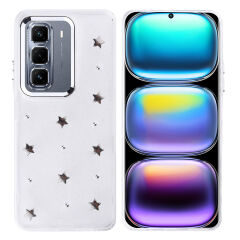 İnfinix Hot 50 Pro Plus 4G Kılıf Airbag Tasarımlı Simli Şeffaf Kutup Kapak Yıldız