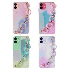 iPhone 12 Kılıf Simli Desenli El Askılı Tutacaklı Elsa Silikon Kapak