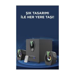 D38 Bluetooth Hoparlör 2 in1 Subwoofer Rgb Işıklı Bilgisayar Hoparlörü Speaker