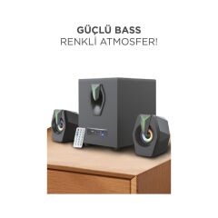 D38 Bluetooth Hoparlör 2 in1 Subwoofer Rgb Işıklı Bilgisayar Hoparlörü Speaker