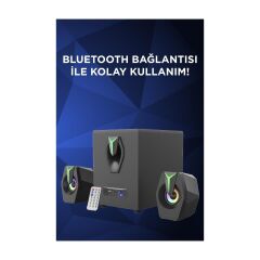 D38 Bluetooth Hoparlör 2 in1 Subwoofer Rgb Işıklı Bilgisayar Hoparlörü Speaker