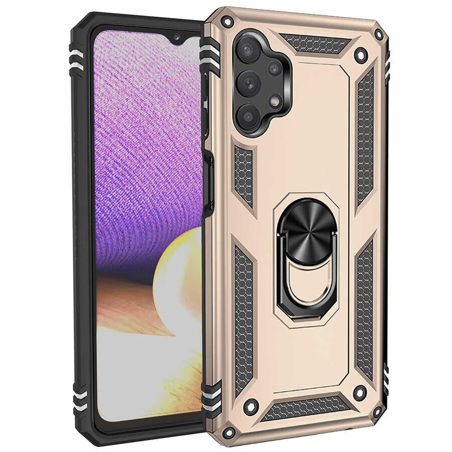Samsung Galaxy A23 Kılıf Vega Tank Sert Yüzüklü Standlı Zırh Koruma Kapak