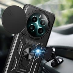 Realme 12 Kılıf Magnetik Standlı Kamera Korumalı Sürgülü Vega Kapak