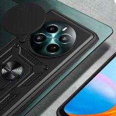 Realme 12 Kılıf Magnetik Standlı Kamera Korumalı Sürgülü Vega Kapak
