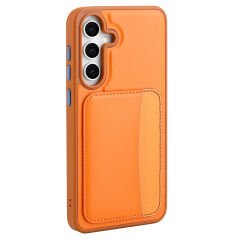 Samsung Galaxy S25 FE Uyumlu Kartlıklı Süni Deri X-Kart Cüzdan Silikon Kapak