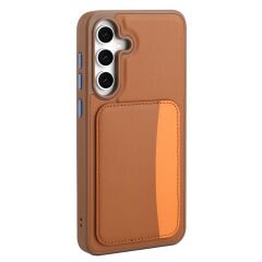 Samsung Galaxy S25 FE Uyumlu Kartlıklı Süni Deri X-Kart Cüzdan Silikon Kapak