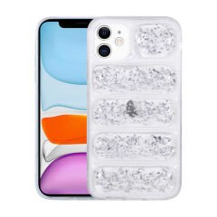 iPhone 12 Kılıf Kamera Korumalı Simli Airbag'li  Dalga Kapak