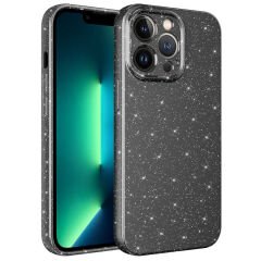 iPhone 12 Pro Kılıf Kamera Korumalı Simli Lüks Koton Kapak