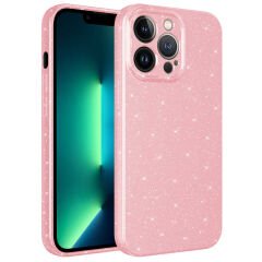 iPhone 12 Pro Kılıf Kamera Korumalı Simli Lüks Koton Kapak