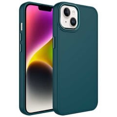 iPhone 14 Plus Kılıf Metal Çerçeve ve Buton Tasarımlı Silikon Luna Kapak