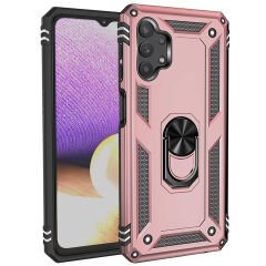 Samsung Galaxy A23 Kılıf Vega Tank Sert Yüzüklü Standlı Zırh Koruma Kapak Rose Gold