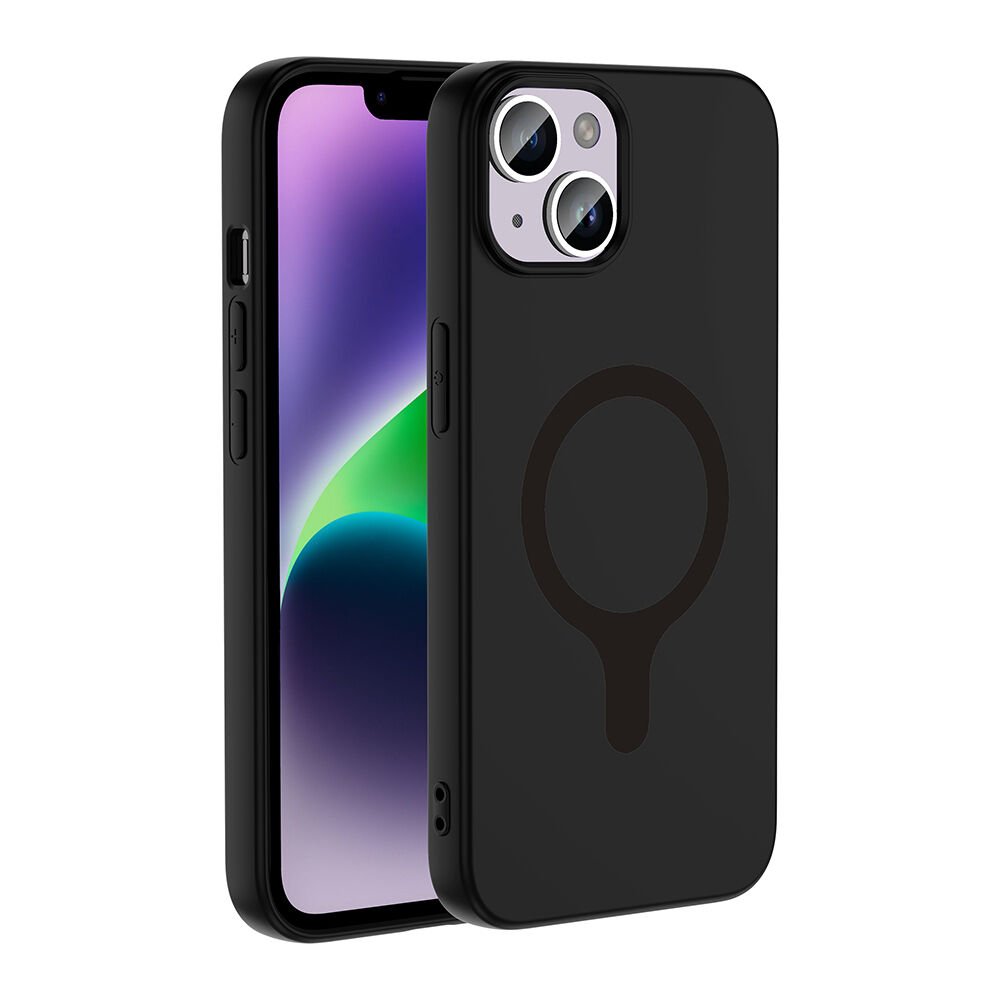iPhone 14 Kılıf M-Safe Şarj Özellikli Kamera Korumali Premium Soft Aris Silikon Kapak Siyah