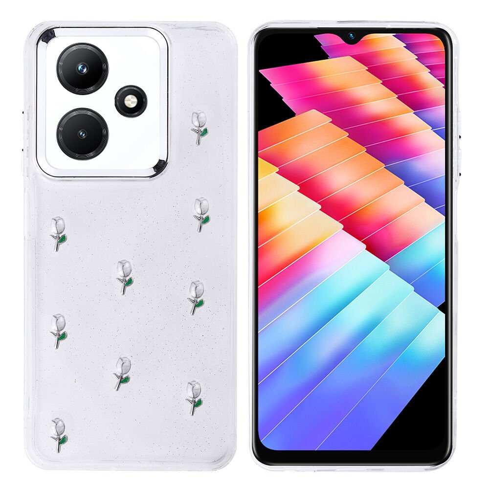 İnfinix Hot 30i Kılıf Airbag Tasarımlı Simli Şeffaf Kutup Kapak