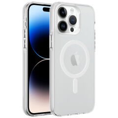 iPhone 14 Pro Max Kılıf  Magsafe Şarj Özellikli Buzlu Transparan C-Pro Sert Kapak kılıf