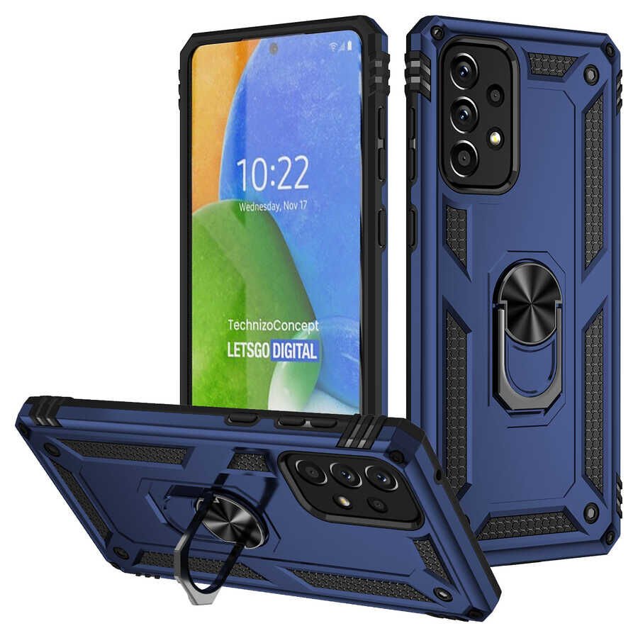 Samsung Galaxy A73 Kılıf Vega Tank Sert Yüzüklü Standlı Zırh Koruma Kapak