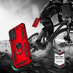 Samsung Galaxy A73 Kılıf Vega Tank Sert Yüzüklü Standlı Zırh Koruma Kapak