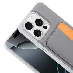 Xiaomi Redmi 15C Uyumlu Kartlıklı Süni Deri X-Kart Cüzdan Silikon Kapak Koyu Gri