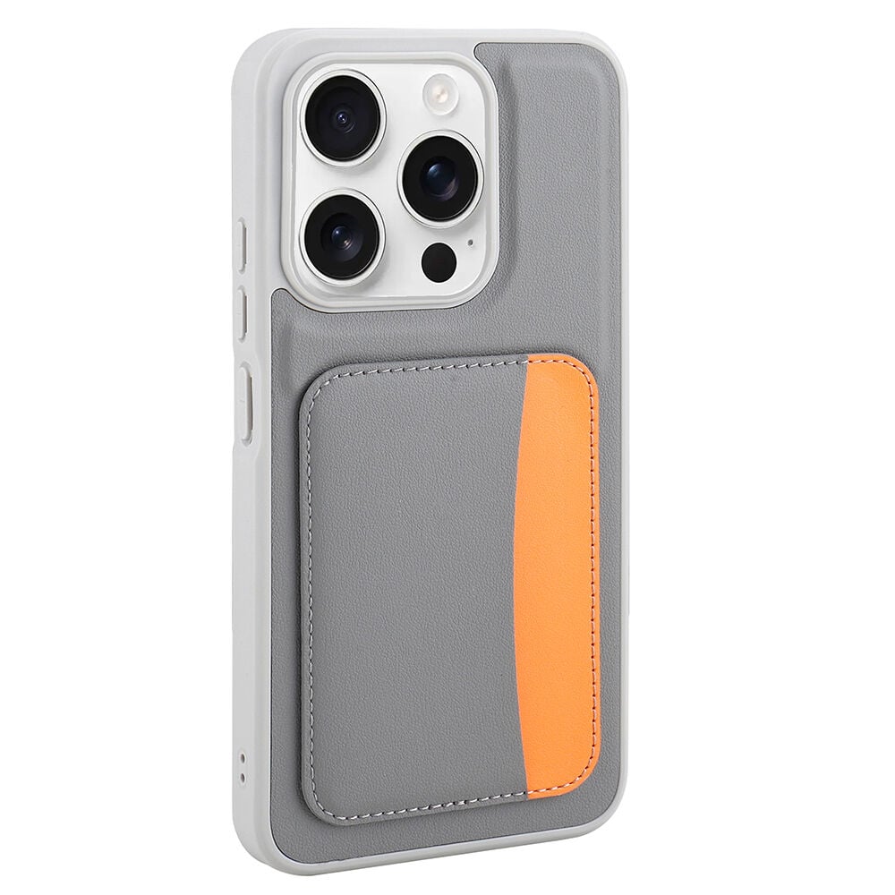 Xiaomi Redmi 15C Uyumlu Kartlıklı Süni Deri X-Kart Cüzdan Silikon Kapak Koyu Gri