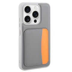 Xiaomi Redmi 15C Uyumlu Kartlıklı Süni Deri X-Kart Cüzdan Silikon Kapak Koyu Gri