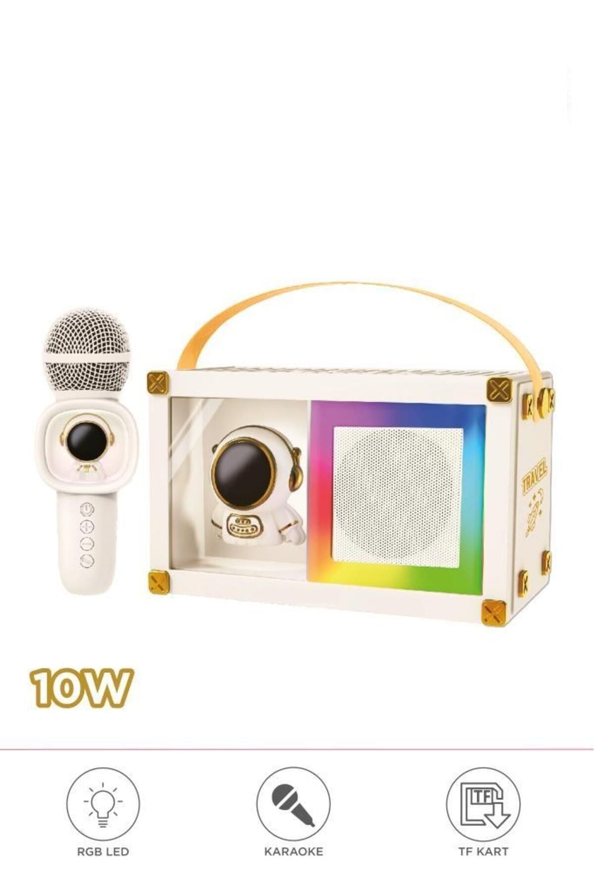 06 RGB Astronot Figürlü Mikrofonlu Karaoke Bluetooth Hoparlör