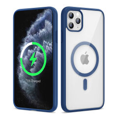 iPhone 11 Pro Max Kılıf Magsafe Wireless Şarj Özellikli Silikon Ege Kapak kılıf Açık Mavi