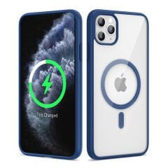 iPhone 11 Pro Max Kılıf Magsafe Wireless Şarj Özellikli Silikon Ege Kapak kılıf Mavi