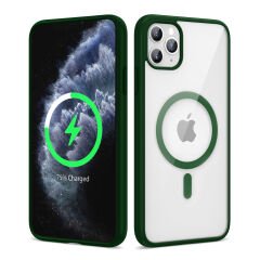 iPhone 11 Pro Max Kılıf Magsafe Wireless Şarj Özellikli Silikon Ege Kapak kılıf Derin Mor