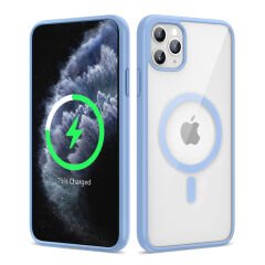 iPhone 11 Pro Max Kılıf Magsafe Wireless Şarj Özellikli Silikon Ege Kapak kılıf Derin Mor