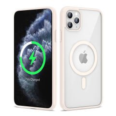 iPhone 11 Pro Max Kılıf Magsafe Wireless Şarj Özellikli Silikon Ege Kapak kılıf Derin Mor