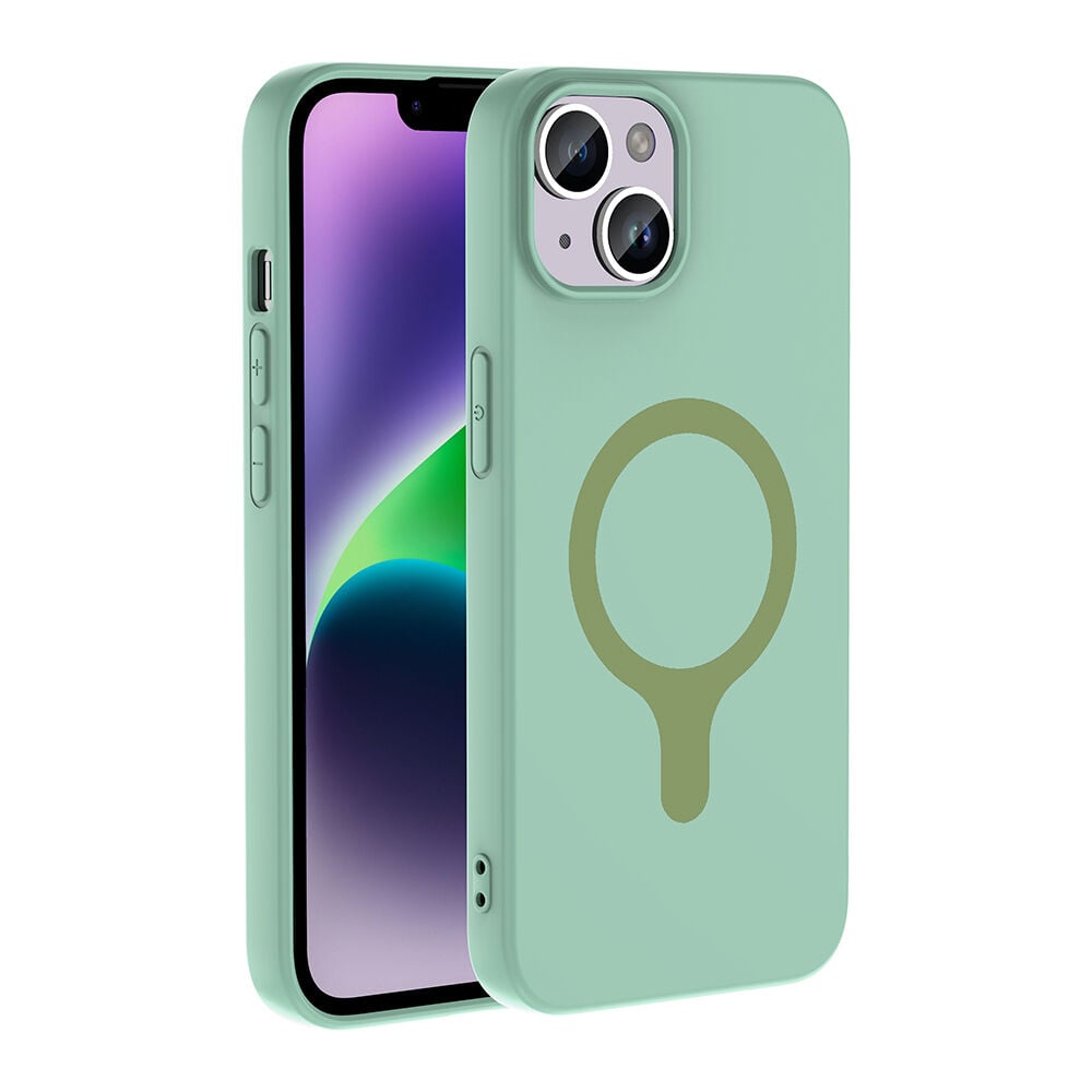 iPhone 14 Kılıf M-Safe Şarj Özellikli Kamera Korumali Premium Soft Aris Silikon Kapak Turkuaz