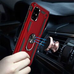 Samsung Galaxy A71 Kılıf Vega Tank Sert Yüzüklü Standlı Zırh Koruma Kapak