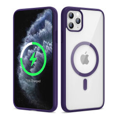 iPhone 11 Pro Max Kılıf Magsafe Wireless Şarj Özellikli Silikon Ege Kapak kılıf Derin Mor