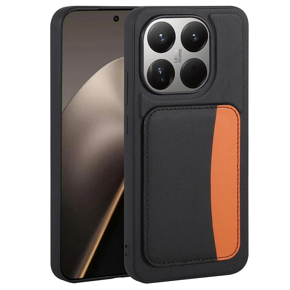 Xiaomi 15T Uyumlu Kartlıklı Süni Deri X-Kart Cüzdan Silikon Kapak Siyah