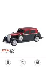 D55 Retro Araba Tasarımlı Bluetooth Hoparlör 2x5W FM + USB + TF Kart Mavi