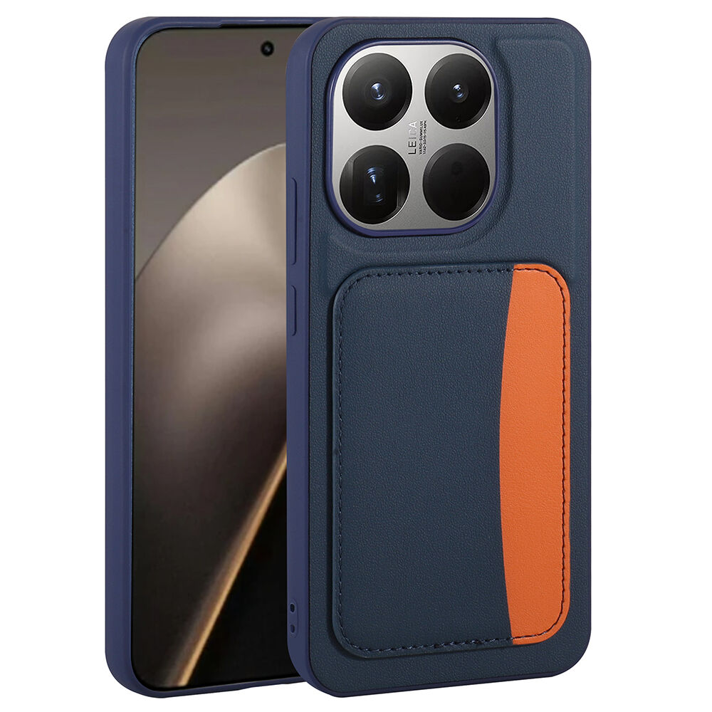Xiaomi 15T Uyumlu Kartlıklı Süni Deri X-Kart Cüzdan Silikon Kapak Lacivert