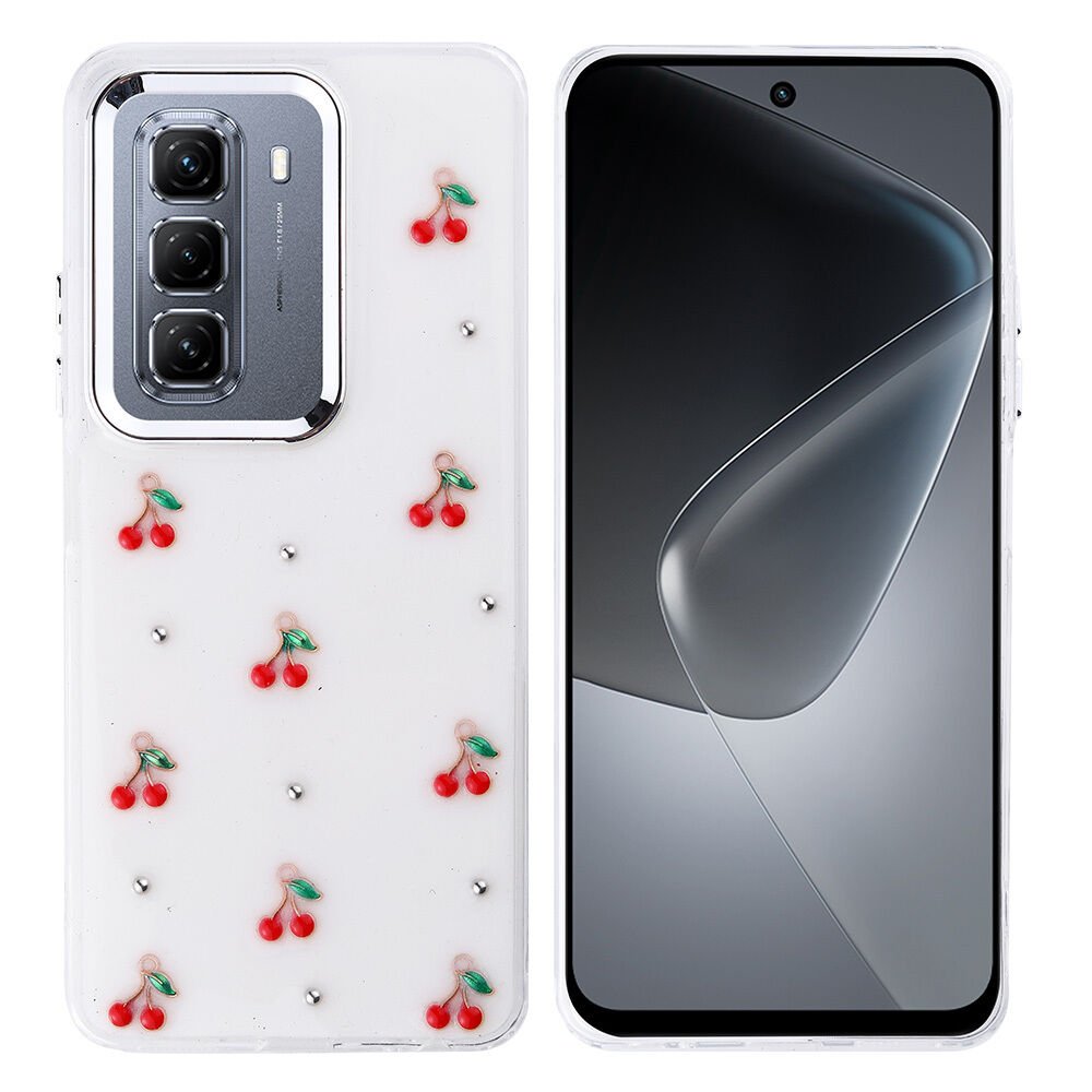 İnfinix Hot 50 4G Kılıf Airbag Tasarımlı Simli Şeffaf Kutup Kapak Kiraz