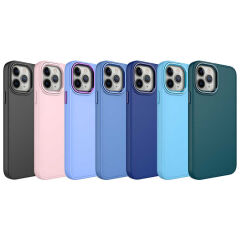iPhone 12 Pro Kılıf Metal Çerçeve ve Buton Tasarımlı Silikon Luna Kapak