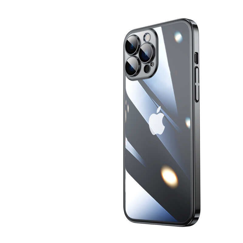 iPhone 13 Pro Kılıf Sert PC Renkli Çerçeveli  Riksos Kapak Siyah