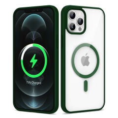 iPhone 12 Pro Max Kılıf Magsafe Wireless Şarj Özellikli Silikon Ege Kapak kılıf Kırmızı
