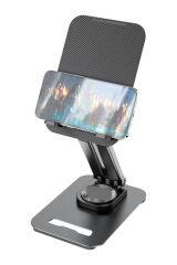 JX-035 Siyah 360 Derece Dönebilen Katlanabilir, Yükseklik Ayarlı Masaüstü Telefon Ve Tablet Standı Metal Tablet /