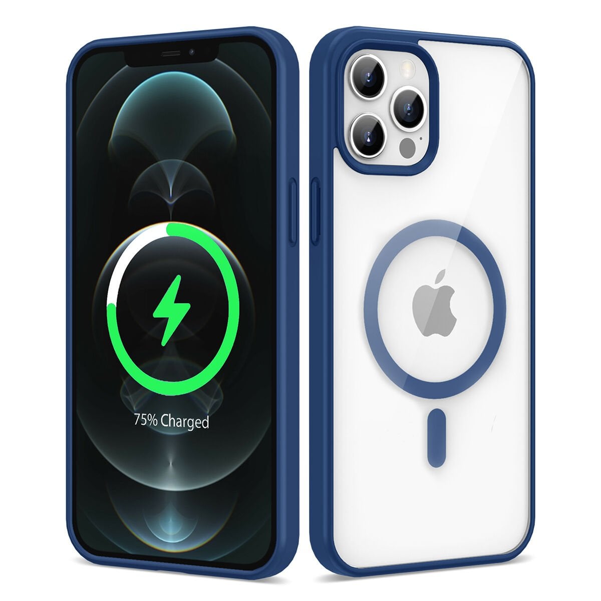 iPhone 12 Pro Max Kılıf Magsafe Wireless Şarj Özellikli Silikon Ege Kapak kılıf Mavi