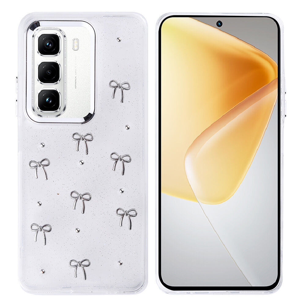 İnfinix Hot 50 Pro 4G Kılıf Airbag Tasarımlı Simli Şeffaf Kutup Kapak Fiyonk