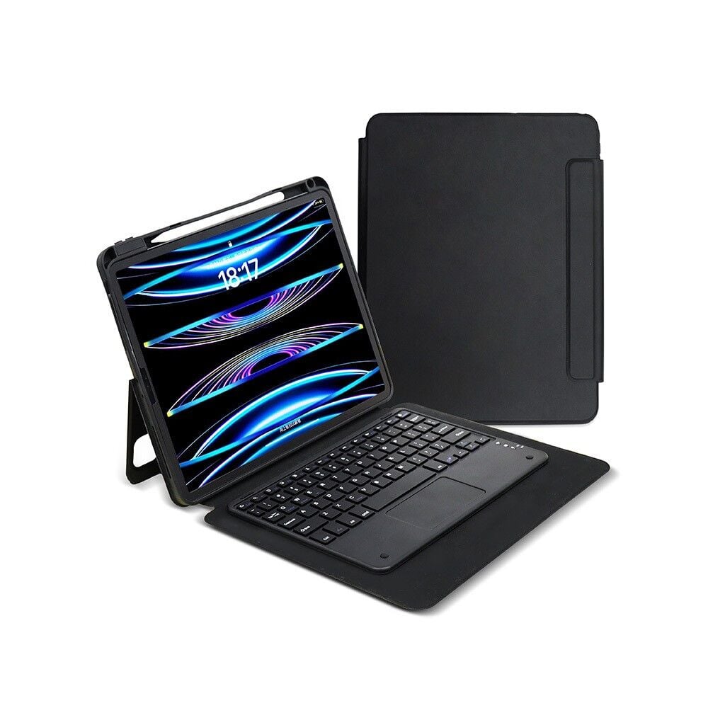 iPad Pro 12.9 2021 (5.Nesil) Border Keyboard Bluetooh Bağlantılı Standlı Klavyeli Tablet Kılıfı