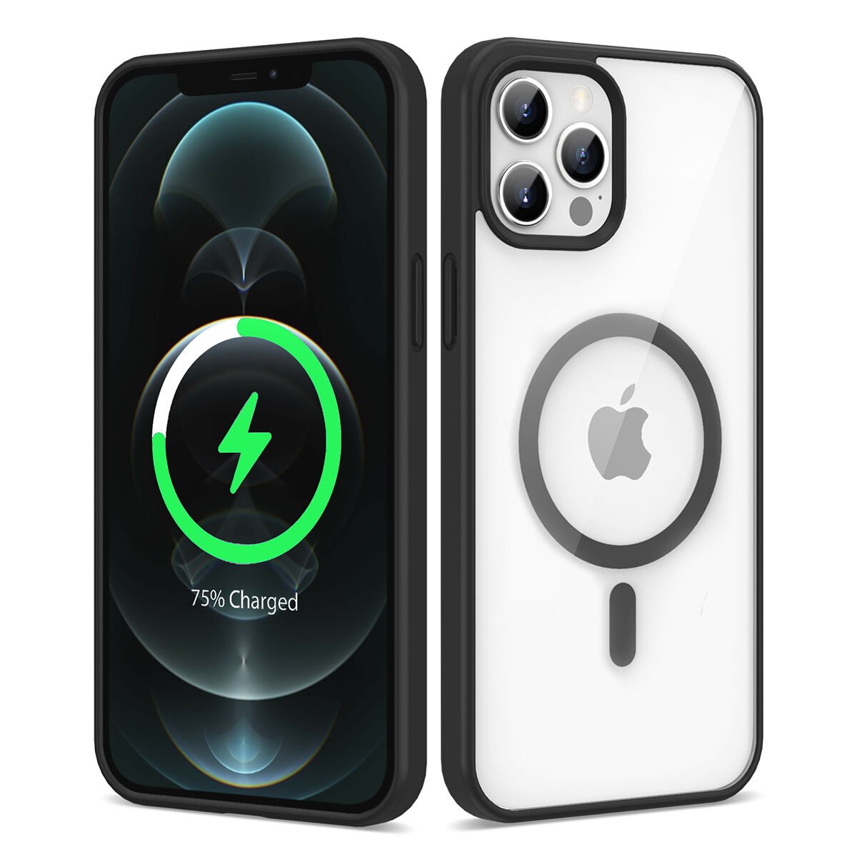 iPhone 12 Pro Max Kılıf Magsafe Wireless Şarj Özellikli Silikon Ege Kapak kılıf Siyah