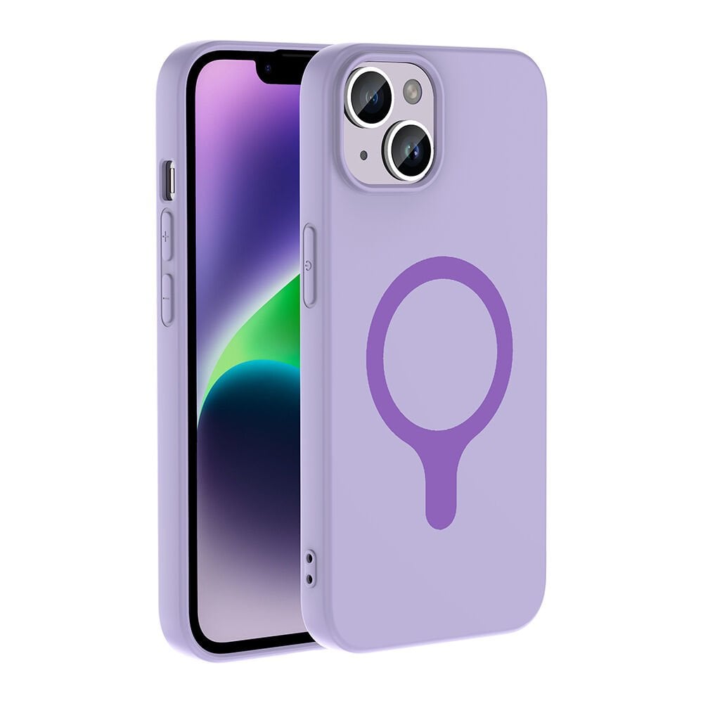 iPhone 13 Kılıf M-Safe Şarj Özellikli Kamera Korumali Premium Soft Aris Silikon Kapak Lila