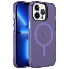 iPhone 13 Pro Max Kılıf Magsafe Şarj Özellikli Buzlu Transparan C-Pro Sert Kapak kılıf