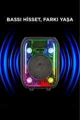 D66 Siyah Kablolu Mikrofonlu Bluetooth Hoparlör