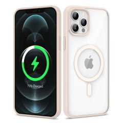 iPhone 12 Pro Max Kılıf Magsafe Wireless Şarj Özellikli Silikon Ege Kapak kılıf Pembe